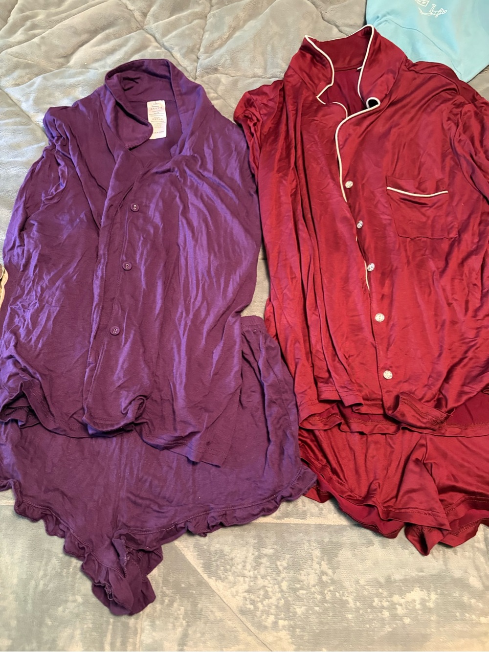 Purple and Burgundy Satin Pajama Sets